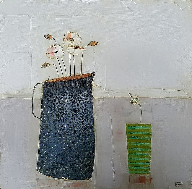 Eithne  Roberts - Navy jug and green stripes